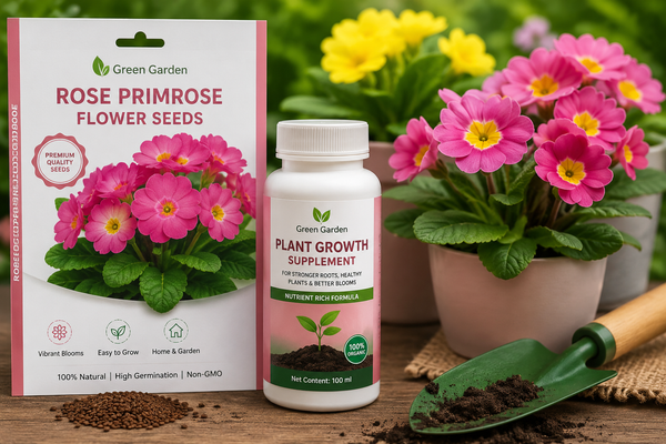 Rose Primrose Flower Seeds with Plant Growth Supplement – Pack of 2