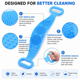 Silicone Body Back Scrubber Belt – Double-Sided Bath & Body Exfoliating Scrubber (Set of 2, Multicolor)