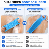 Silicone Body Back Scrubber Belt – Double-Sided Bath & Body Exfoliating Scrubber (Set of 2, Multicolor)