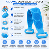 Silicone Body Back Scrubber Belt – Double-Sided Bath & Body Exfoliating Scrubber (Set of 2, Multicolor)